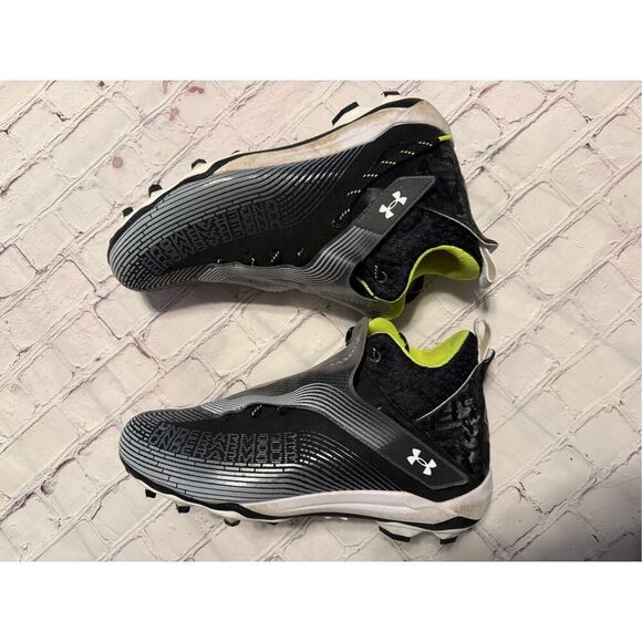 Under Armour Men's Size 13 Highlight Hammer MC Football Cleats Black Neon Yellow - Picture 12 of 14